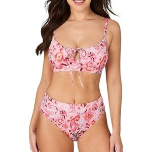 NIP TUCK pink floral serendipity bikini swim set size 12 NWT
